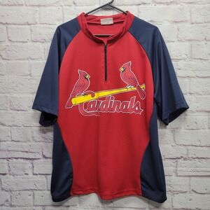 St Louis Cardinals 1/4 Zip Baseball Jersey XL Short Sleeve Front Team‎ Graphic